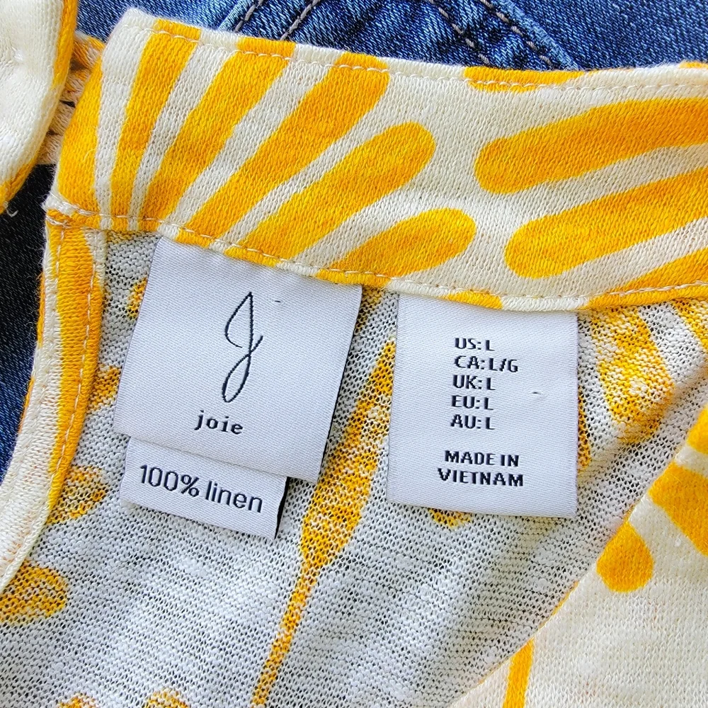 Joie Sunburst Yellow 100% Linen Tank Top - Picture 3 of 3